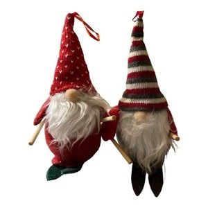 Skiing Gnomes Christmas Ornaments Set of 2